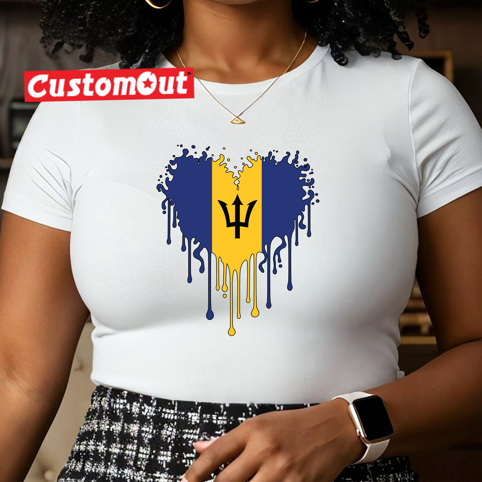 Caribbean Flag Dripping Heart T-Shirt – Parade Edition