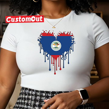 Caribbean Flag Dripping Heart T-Shirt – Parade Edition - 0