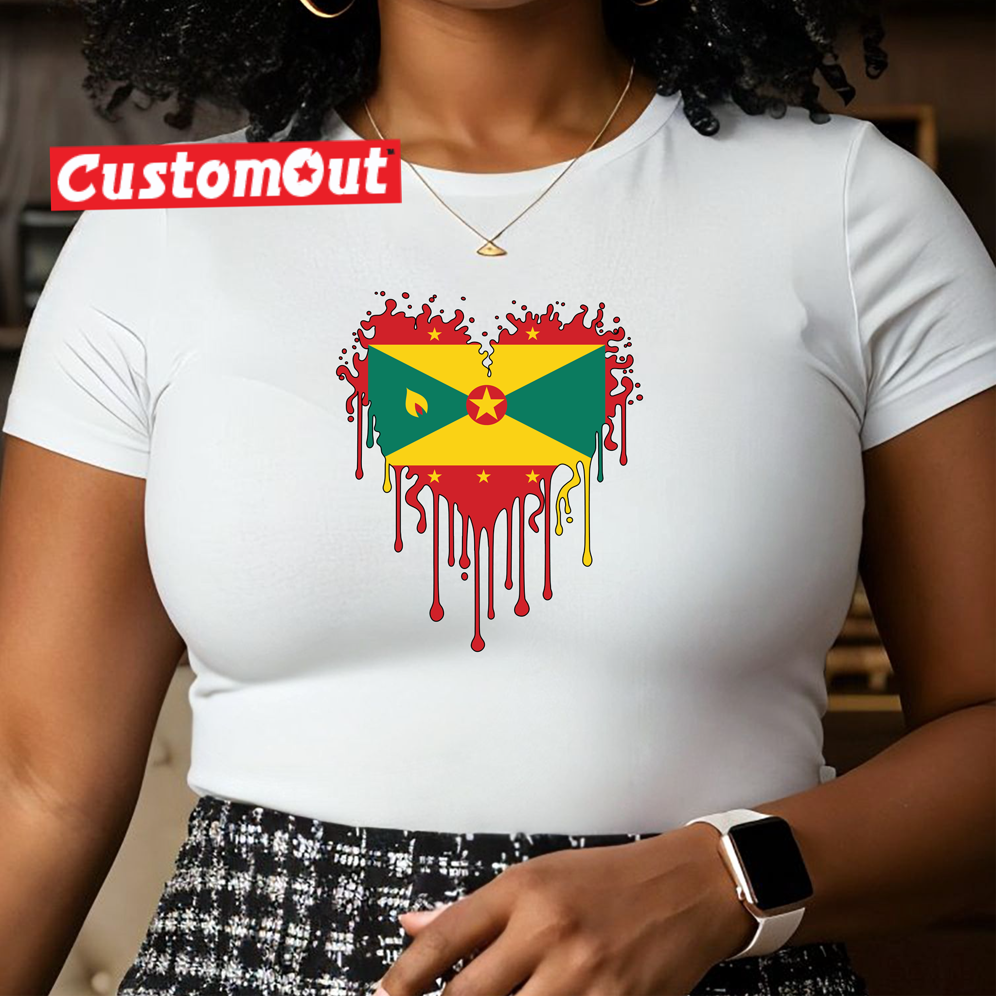 Caribbean Flag Dripping Heart T-Shirt – Parade Edition