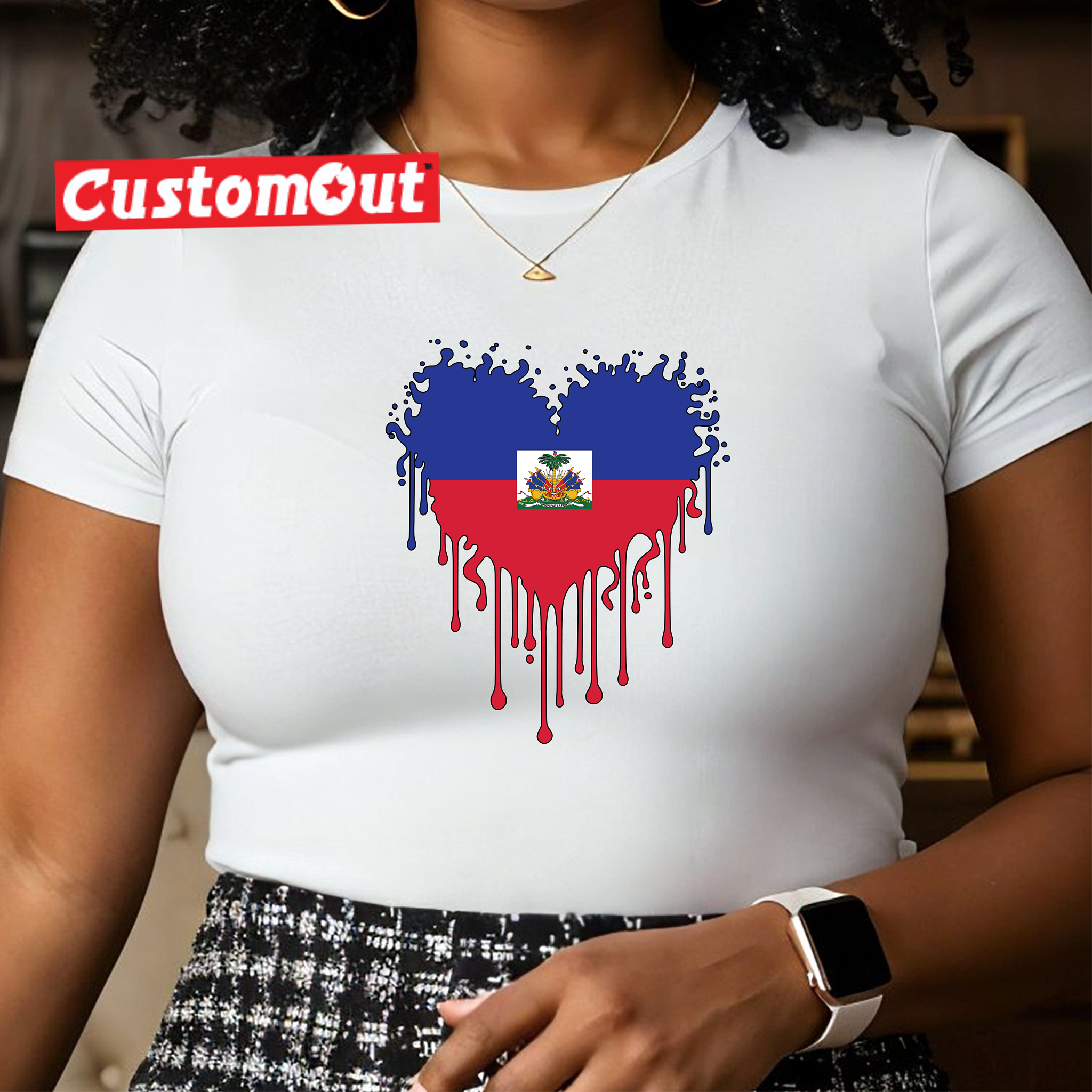 Caribbean Flag Dripping Heart T-Shirt – Parade Edition