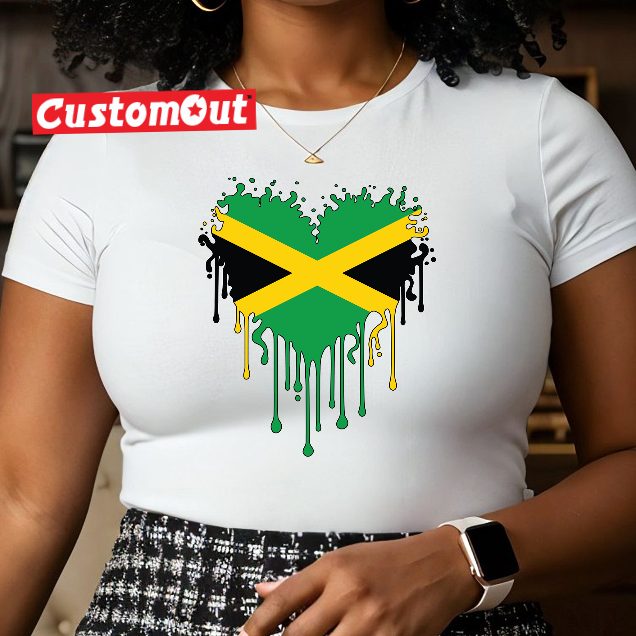 Caribbean Flag Dripping Heart T-Shirt – Parade Edition