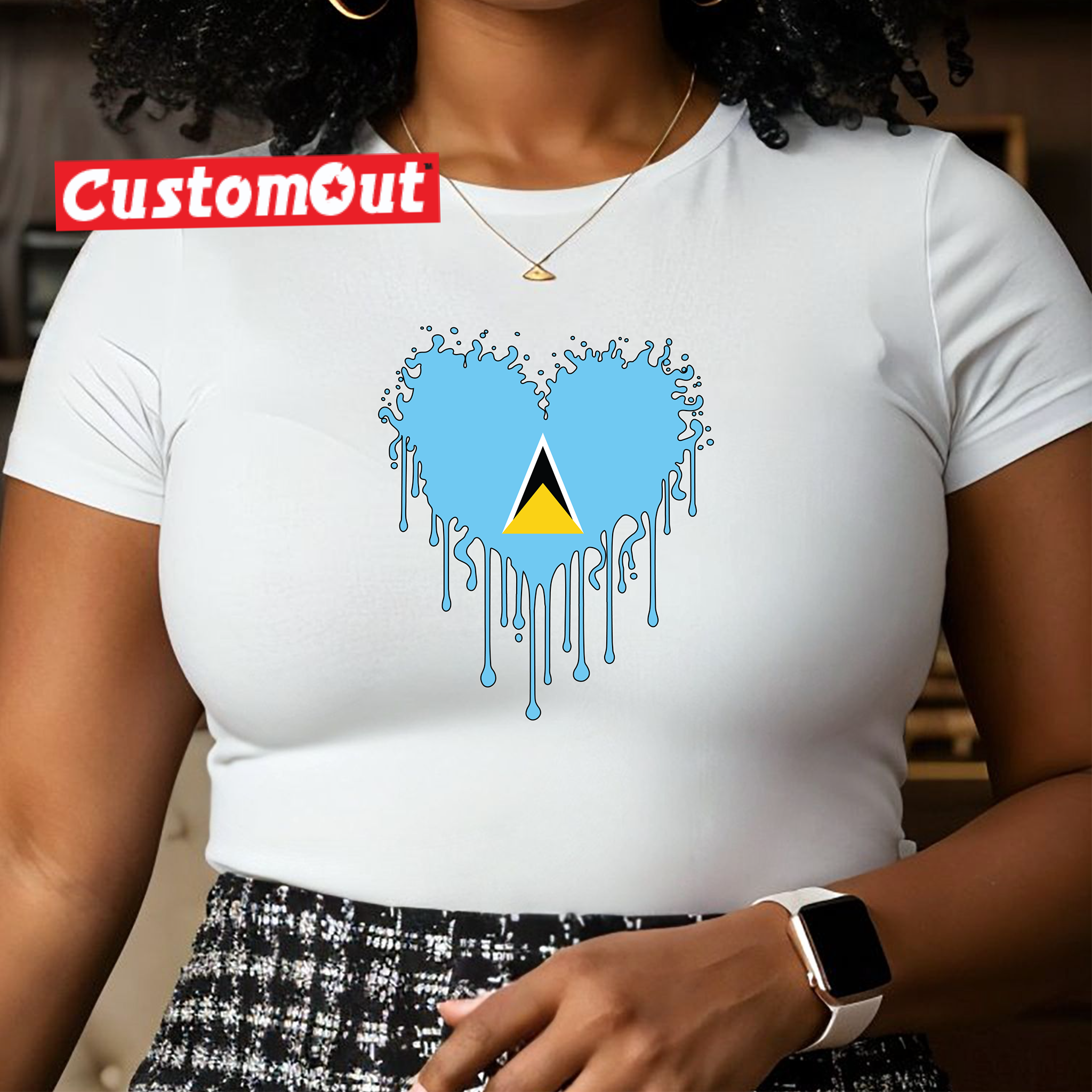 Caribbean Flag Dripping Heart T-Shirt – Parade Edition