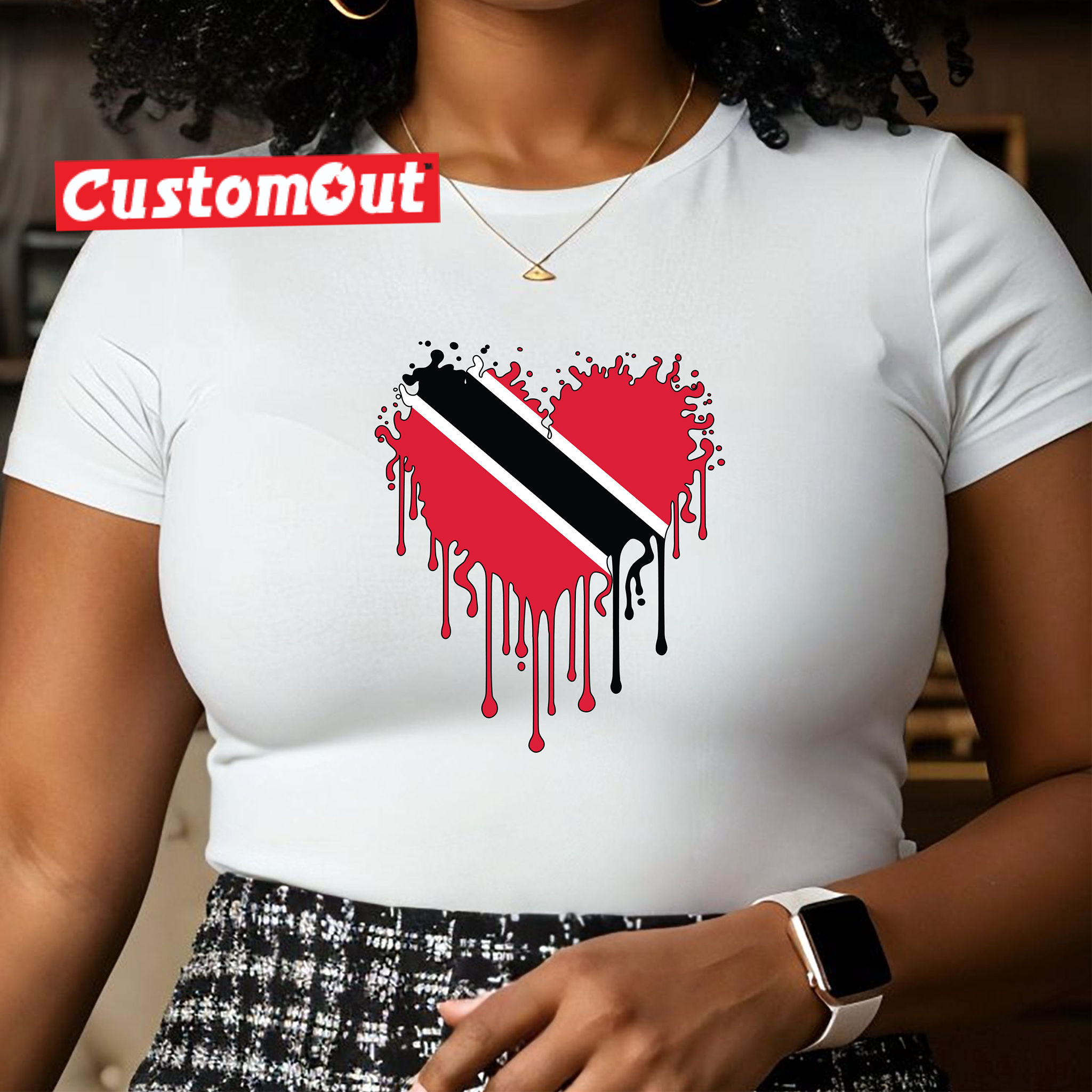 Caribbean Flag Dripping Heart T-Shirt – Parade Edition