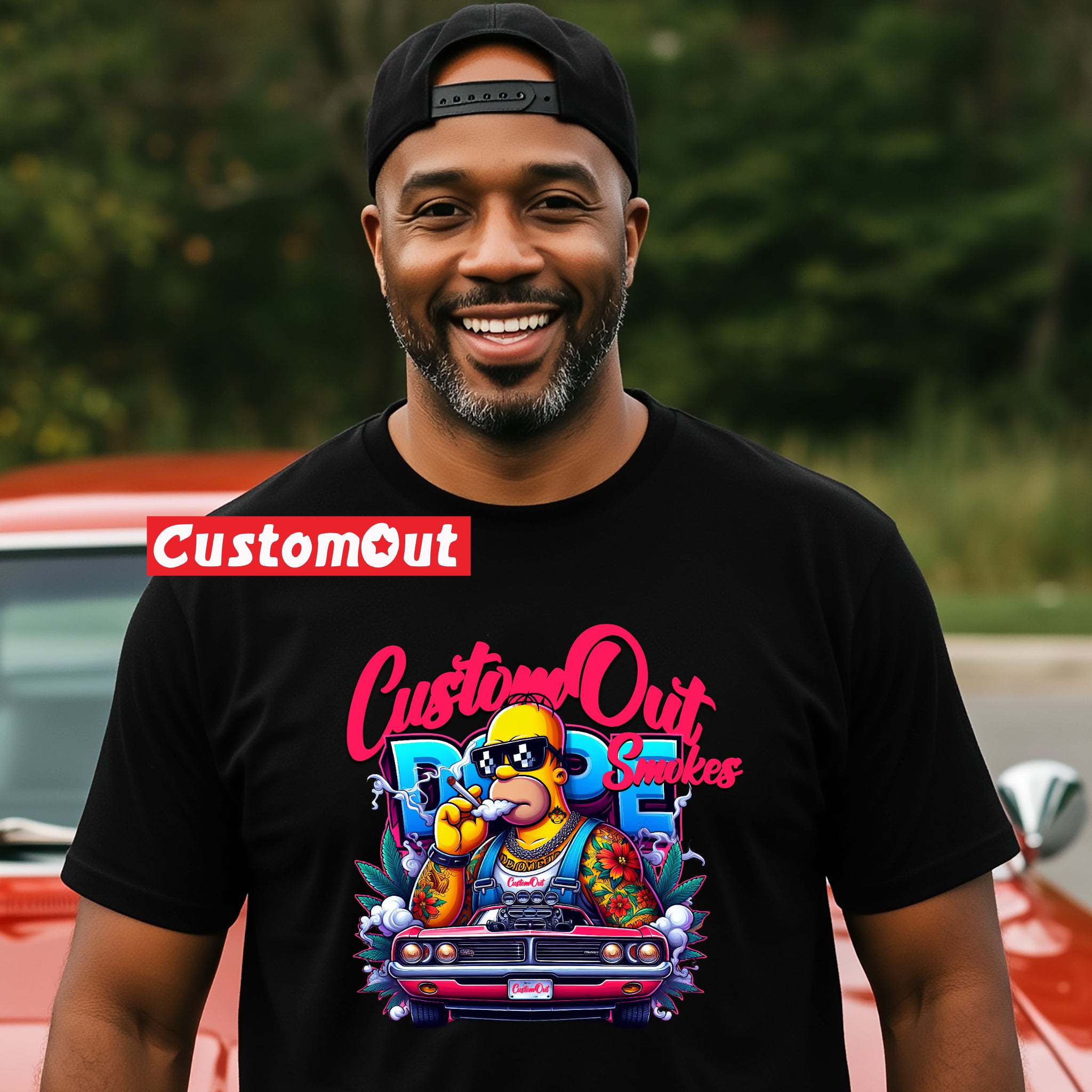 CustomOut Smokes "Doughboy Homer" 420 Tee - 0