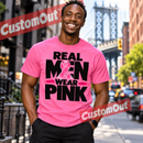 Real Men Wear Pink T-shirt in Azalea Pink