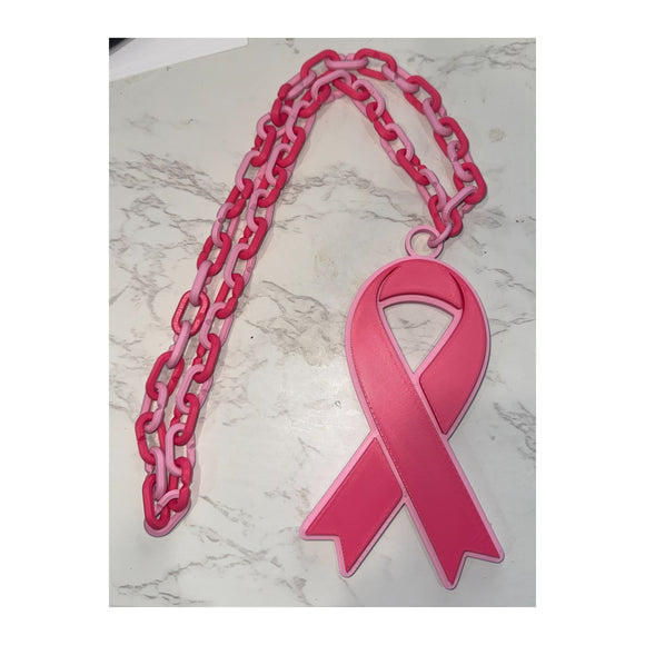 Pink Ribbon Breast Cancer Awareness Necklace – Optional Personalization