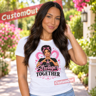 White Stronger Together No One Fights Alone breast cancer awareness T-shirt