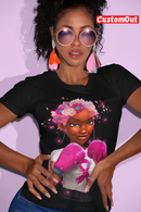 Breast Cancer Girl Boxing Warrior Breast Cancer Woman Ribbon T-Shirt-1